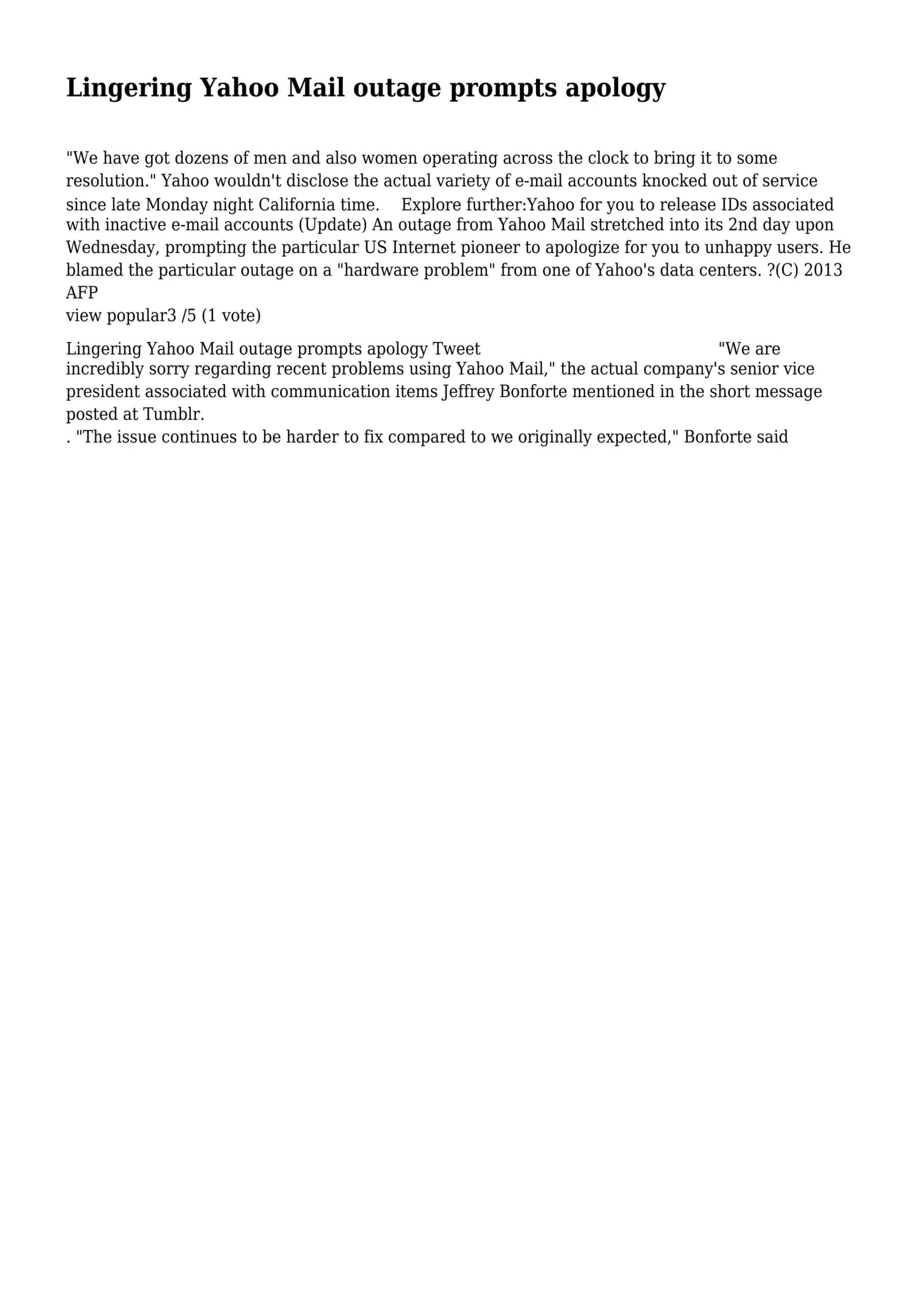 Significant Yahoo Mail Outage Disrupts Users Worldwide