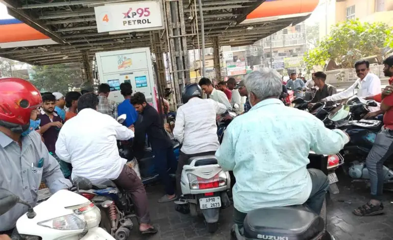 Petrol Shortage in Hyderabad Causes Panic Buying and Long Queues
